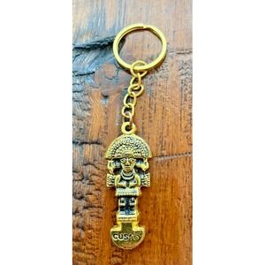 Collectible Travel Key Chain Keyring Peru Gold Tone